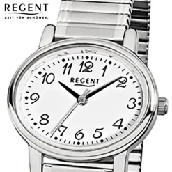 Regent Damen-Armbanduhr F-891 Quarz-Uhr Stahl-Armband silber URF891