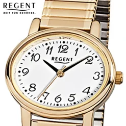 Regent Damen-Armbanduhr F-892 Quarz-Uhr Stahl-Armband gold URF892