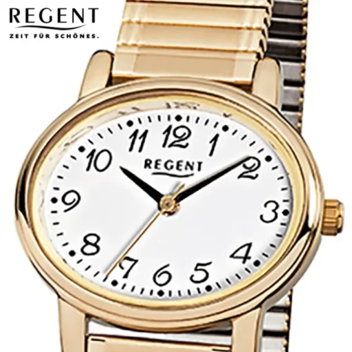 Regent Damen-Armbanduhr F-892 Quarz-Uhr Stahl-Armband gold URF892