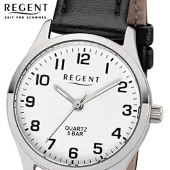 Regent Damen-Armbanduhr F-1309 Quarz-Uhr Leder-Armband schwarz UR2113418