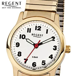 Regent Damen-Armbanduhr F-896 Quarz-Uhr Stahl-Armband gold URF896