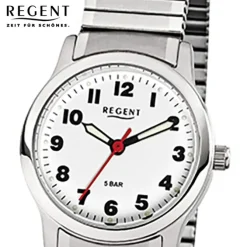 Regent Damen-Armbanduhr F-898 Quarz-Uhr Stahl-Armband silber URF898