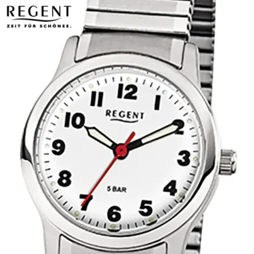 Regent Damen-Armbanduhr F-898 Quarz-Uhr Stahl-Armband silber URF898