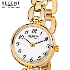 Regent Damen-Armbanduhr F-801 Quarz-Uhr Mini Stahl-Armband gold URF801