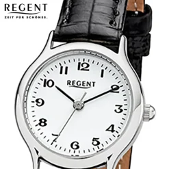 Regent Damen-Armbanduhr F-972 Quarz-Uhr Mini Leder-Armband schwarz URF972
