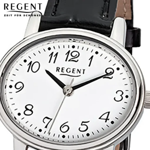 Regent Damen-Armbanduhr F-823 Quarz-Uhr Leder-Armband schwarz URF823