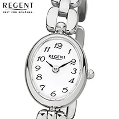 Regent Damen-Armbanduhr F-966 Quarz-Uhr Mini Stahl-Armband silber URF966