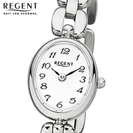 Regent Damen-Armbanduhr F-966 Quarz-Uhr Mini Stahl-Armband silber URF966