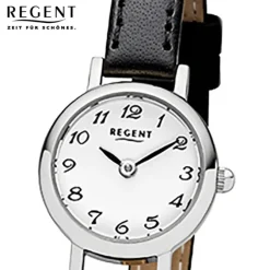 Regent Damen-Armbanduhr F-979 Quarz-Uhr Mini Leder-Armband schwarz URF979