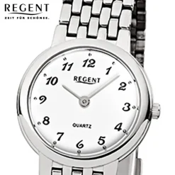 Regent Damen-Armbanduhr F-909 Quarz-Uhr Stahl-Armband silber URF909