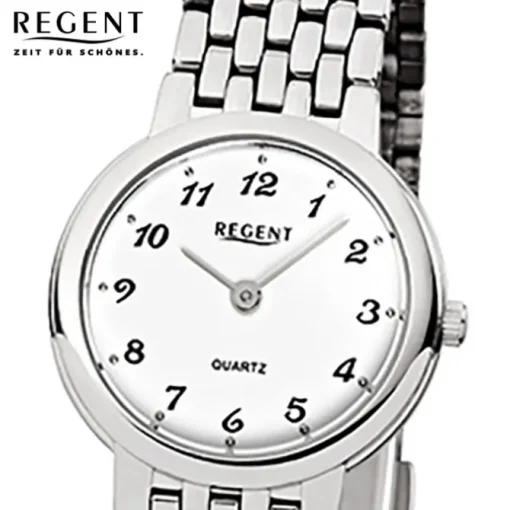 Regent Damen-Armbanduhr F-909 Quarz-Uhr Stahl-Armband silber URF909