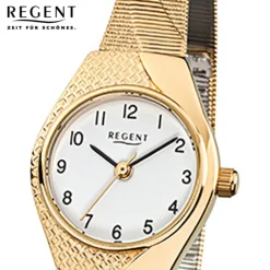 Regent Damen-Armbanduhr F-745 Quarz-Uhr Stahl-Armband gold URF745