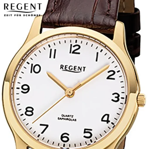 Regent Damen-Armbanduhr 32-F-1075 Quarz-Uhr Leder-Armband braun URF1075