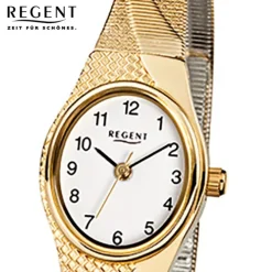 Regent Damen-Armbanduhr F-622 Quarz-Uhr Stahl-Armband gold URF622