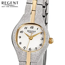 Regent Damen-Armbanduhr F-747 Quarz-Uhr Stahl-Armband silber gold URF747