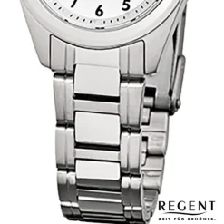 Regent Damen-Armbanduhr F-519 Quarz-Uhr Stahl-Armband silber URF519