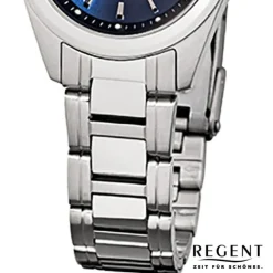 Regent Damen-Armbanduhr F-518 Quarz-Uhr Stahl-Armband silber URF518