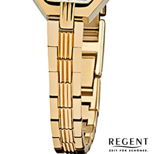 Regent Damen-Armbanduhr F-305 Quarz-Uhr Stahl-Armband gold URF305
