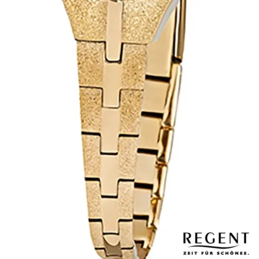 Regent Damen-Armbanduhr F-308 Quarz-Uhr Stahl-Armband gold URF308