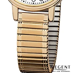 Regent Damen-Armbanduhr F-892 Quarz-Uhr Stahl-Armband gold URF892