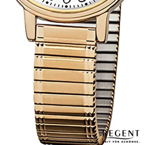 Regent Damen-Armbanduhr F-892 Quarz-Uhr Stahl-Armband gold URF892