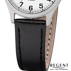 Regent Damen-Armbanduhr F-1309 Quarz-Uhr Leder-Armband schwarz UR2113418