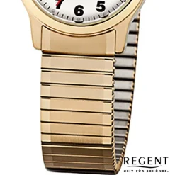 Regent Damen-Armbanduhr F-896 Quarz-Uhr Stahl-Armband gold URF896