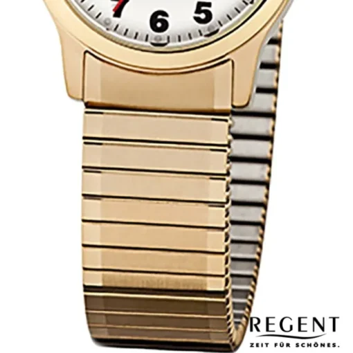 Regent Damen-Armbanduhr F-896 Quarz-Uhr Stahl-Armband gold URF896