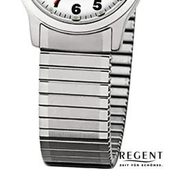 Regent Damen-Armbanduhr F-898 Quarz-Uhr Stahl-Armband silber URF898