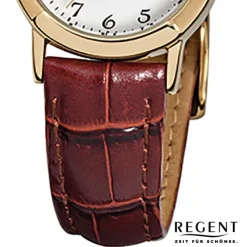Regent Damen-Armbanduhr F-575 Quarz-Uhr Leder-Armband braun URF575