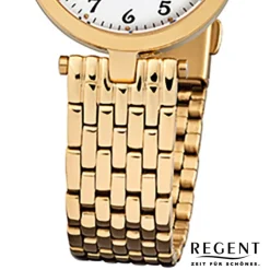 Regent Damen-Armbanduhr F-905 Quarz-Uhr Stahl-Armband gold URF905