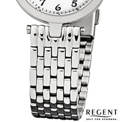 Regent Damen-Armbanduhr F-908 Quarz-Uhr Stahl-Armband silber URF908