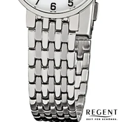 Regent Damen-Armbanduhr F-609 Quarz-Uhr Stahl-Armband silber URF609