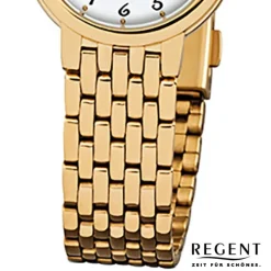 Regent Damen-Armbanduhr F-910 Quarz-Uhr Stahl-Armband gold URF910