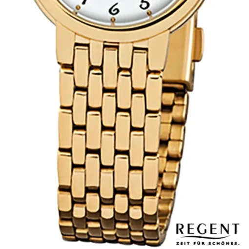 Regent Damen-Armbanduhr F-910 Quarz-Uhr Stahl-Armband gold URF910