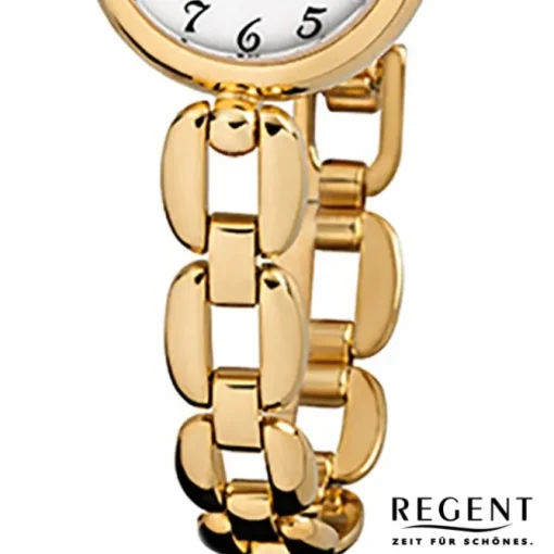 Regent Damen-Armbanduhr F-801 Quarz-Uhr Mini Stahl-Armband gold URF801