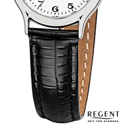 Regent Damen-Armbanduhr F-972 Quarz-Uhr Mini Leder-Armband schwarz URF972