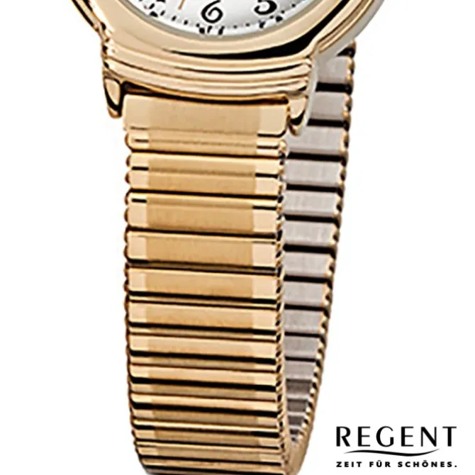Regent Damen-Armbanduhr F-265 Quarz-Uhr Stahl-Armband gold URF265