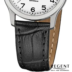 Regent Damen-Armbanduhr 32-F-1073 Quarz-Uhr Leder-Armband schwarz URF1073