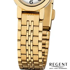 Regent Damen-Armbanduhr F-394 Quarz-Uhr Mini Stahl-Armband gold URF394