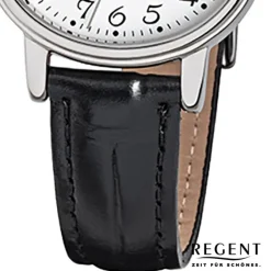 Regent Damen-Armbanduhr F-823 Quarz-Uhr Leder-Armband schwarz URF823