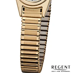 Regent Damen-Armbanduhr F-263 Quarz-Uhr Mini Stahl-Armband gold URF263