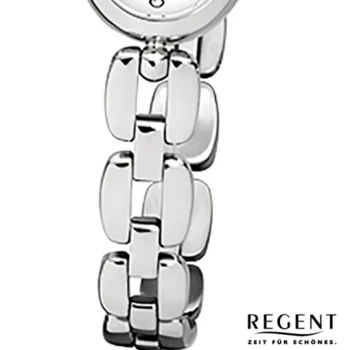 Regent Damen-Armbanduhr F-966 Quarz-Uhr Mini Stahl-Armband silber URF966