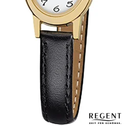 Regent Damen-Armbanduhr F-977 Quarz-Uhr Mini Leder-Armband schwarz URF977