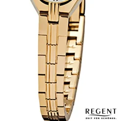 Regent Damen-Armbanduhr F-303 Quarz-Uhr Stahl-Armband gold URF303