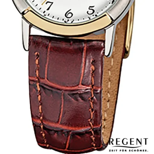 Regent Damen-Armbanduhr F-576 Quarz-Uhr Leder-Armband braun URF576