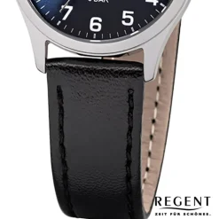 Regent Damen-Armbanduhr F-1307 Quarz-Uhr Leder-Armband schwarz UR2113419