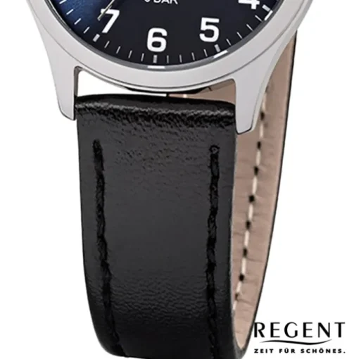 Regent Damen-Armbanduhr F-1307 Quarz-Uhr Leder-Armband schwarz UR2113419