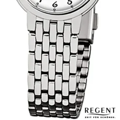 Regent Damen-Armbanduhr F-909 Quarz-Uhr Stahl-Armband silber URF909