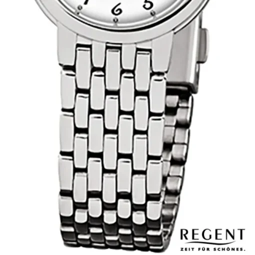 Regent Damen-Armbanduhr F-909 Quarz-Uhr Stahl-Armband silber URF909